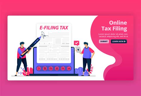 Vector Illustration Of Filing And Payment Of Income Tax With Online