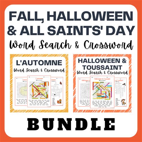 French Halloween Toussaint And Lautomne Word Search And Crossword Bundle