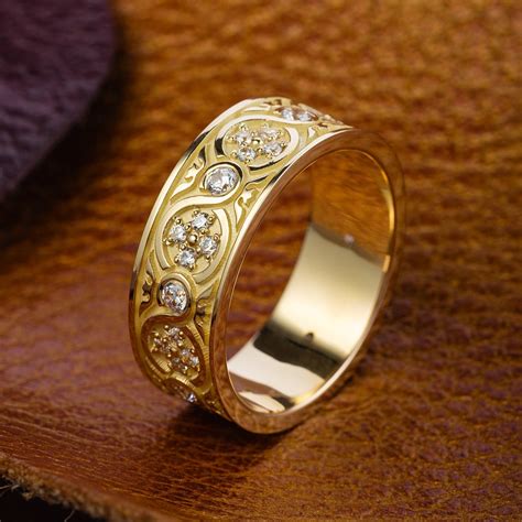 Solid Gold Wedding Band For Women Unique Wedding Ring For Etsy Canada