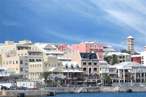 A View Of The Busy Waterfront Of Downtown Hamilton Bermuda