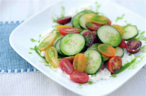 Recipe Cucumber Salad With Cherry Tomatoes Parsley Oil And Cottage Cheese
