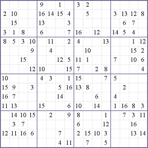 Sudoku Weekly Print This Puzzle 16x16 Medium Puzzle