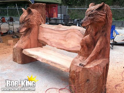 Chainsaw Carving By Bob King Wolf Bench Perfect Garden Bench Diy
