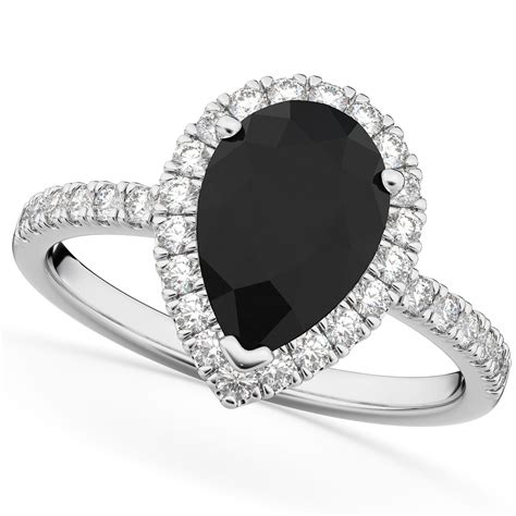 pear black diamond and diamond engagement ring 14k white gold 2 51ct ad4449