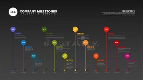 Infographic Full Year Timeline Template With Droplets Stock Vector