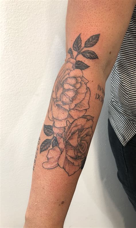 Fine Line Roses Rose Tattoo Rose Tattoo Sleeve Rose Tattoo Forearm