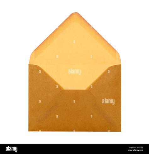 Open Brown Manila Paper Envelope Isolated On White Background Stock