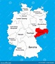 Mappa Di Sassonia, Stato Della Sassonia, Germania, Siluetta Di Vettore ...