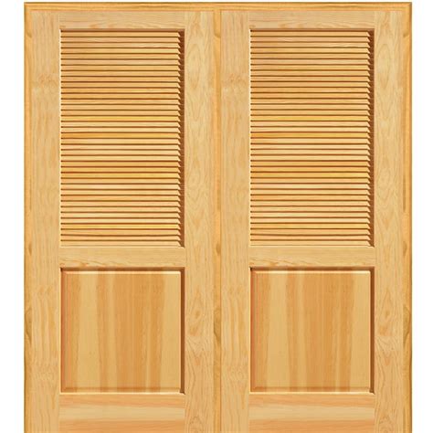Mmi Door 72 In X 80 In Half Louver 1 Panel Unfinished Pine Wood Left