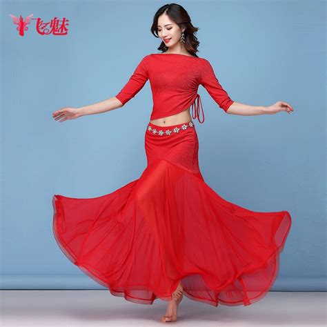 Women S Belly Dance Costume Top Skirt 2pcs Suit Sexy Long Skirt Dance Clothes Set Belly