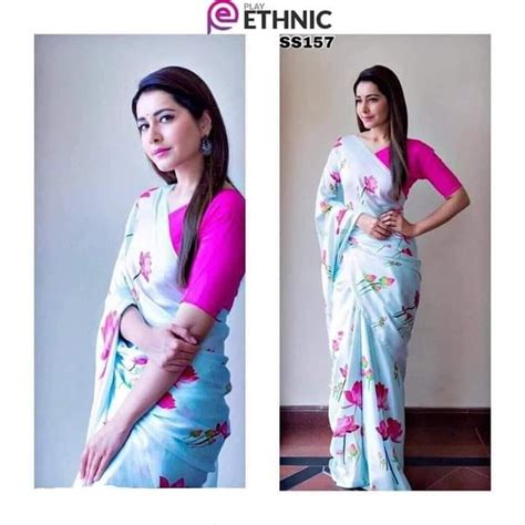 Digital Print Satin Silk Saree With Blouse For Women Saree Shopping Nepal Buy Designer