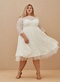 Ivory Lace Tea-Length Wedding Dress | Short wedding dress, Tea length ...