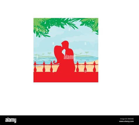 Couple Kissing Beach Stock Vector Images Alamy