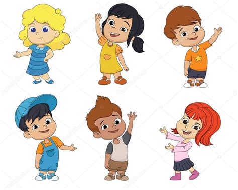 Set Of Cute Cartoon Kidsvector And Illustration Stock Vector Image By