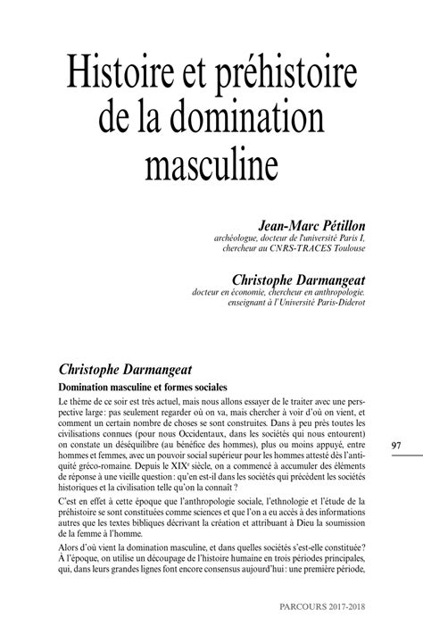 PDF Histoire et préhistoire de la domination masculine