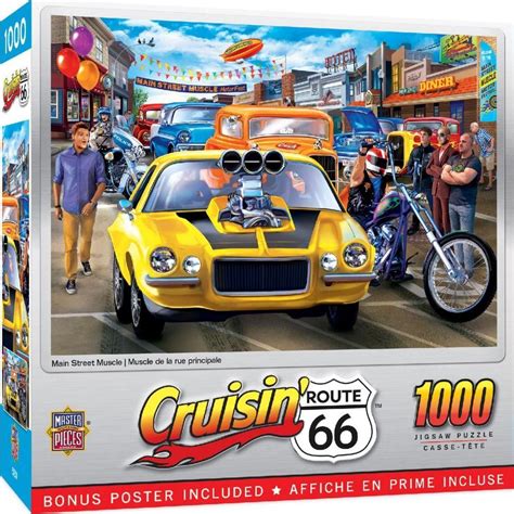 Masterpieces Cruisin Route 66 Main Street Muscle 1000 Piece Puzzle