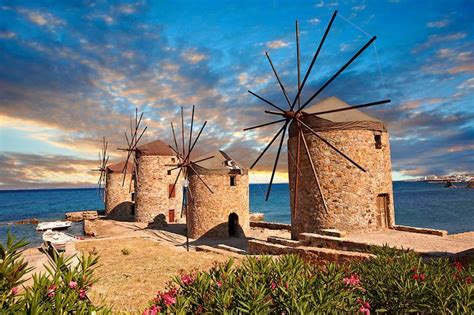 Windmills In Chios Chora Chios Island Greece Chios Windmill Photo