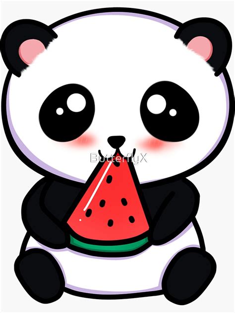 Panda Eating Watermelon Sticker For Sale By Butterflyx Redbubble