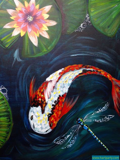 Koi And Dragon Fly With Lily And Pond Painting By Cinnamon Cooney The