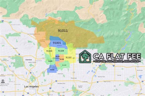 Pasadena California Zip Code Map Ca Flat Fee