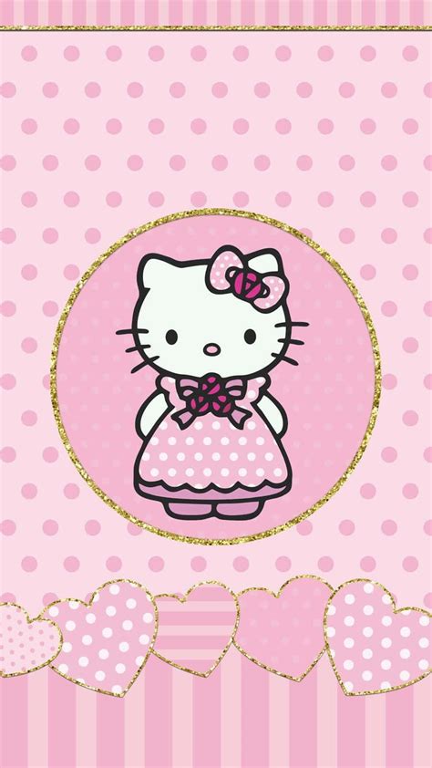 Download Cute Pink Hello Kitty In Circle Wallpaper