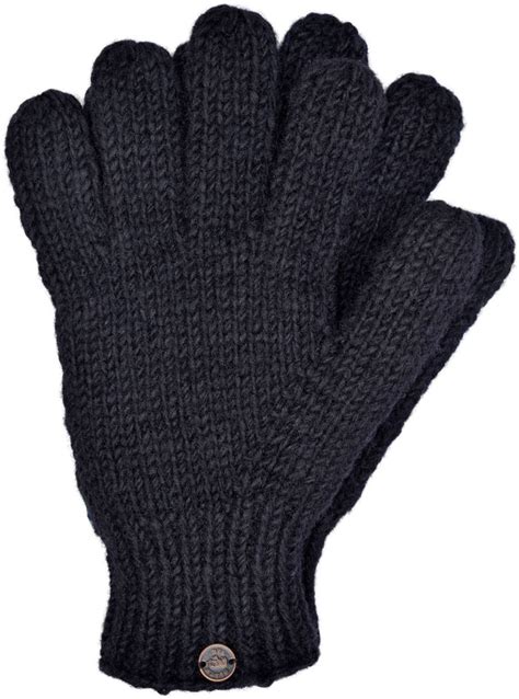 Fleece Lined Pure Wool Gloves Black Black Yak