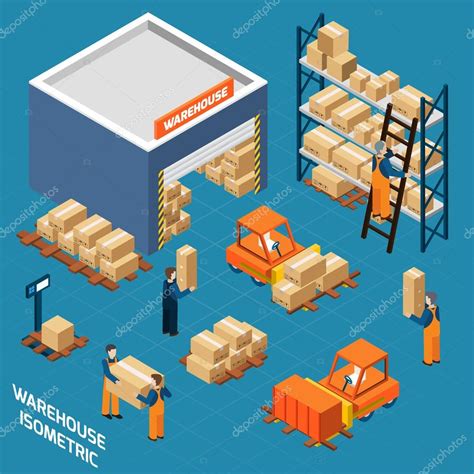 Warehouse Isometric Icons Concept — Stock Vector © Macrovector 93123408