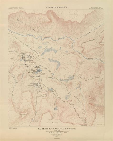 Yellowstone Topographic Map Of Mammoth Hot Springs 1904 Map