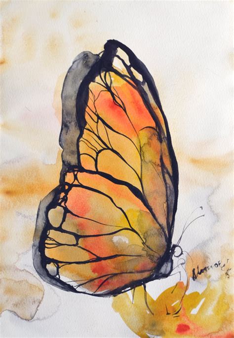 Yellow Butterfly Watercolor Small Painting 8x11 A4 Original Etsy