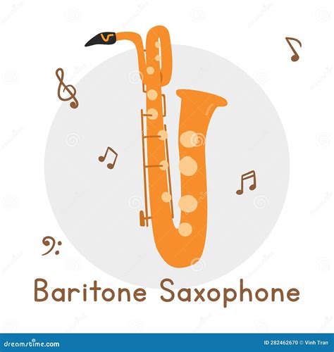 Golden Baritone Saxophone Clipart Cartoon Style Simple Cute Saxophone