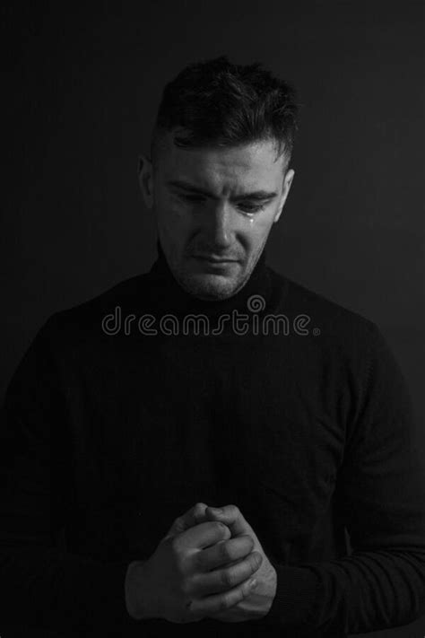 Black And White Emotional Portrait Young Man Stock Photo Image Of