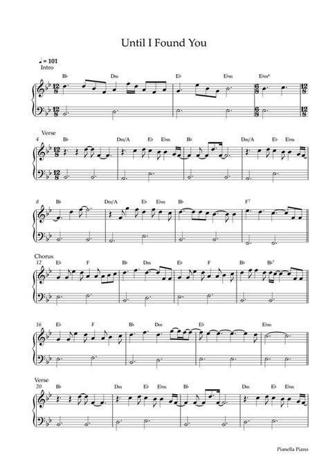 Stephen Sanchez Until I Found You Easy Piano Sheet By Pianella Piano Sheet Music