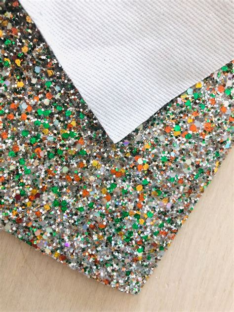 Silver Glitter Fabric Premium Chunky Glitter Fabric Sheet Etsy