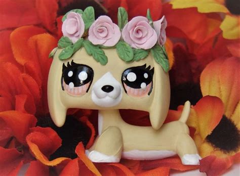 Littlest Pet Shop Dachshund Flower Crown Ooak Custom Lps Figure Summer