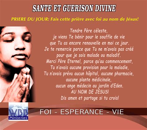 Priere Pour La Guerison Et La Sante Divine 01 Foi Espérance And Vie