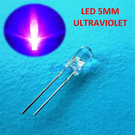 Jual Uv Led Ultraviolet 5mm Lampu Cahaya Ultra Violet Purple Deteksi