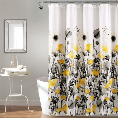 Lush Decor Zuri Flora Shower Curtain 72x72 Yellowgray Single