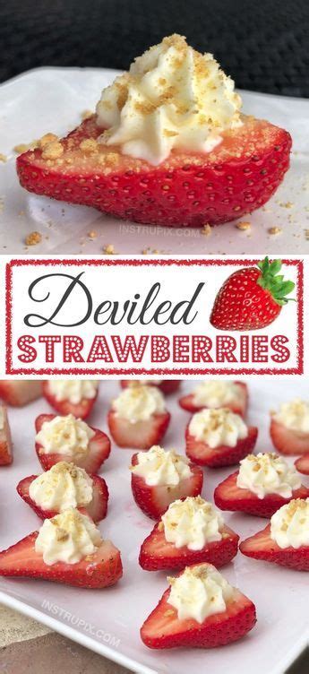 These deviled strawberries would be a great addition to a dessert table with strawberry rice krispie treats or chocolate strawberry cookies. Deviled Strawberries (Made with a Cheesecake Filling ...