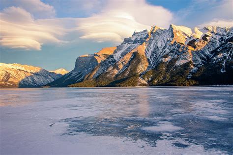 Lake Minnewanka And Mount Girouard In Winter Banff National Par