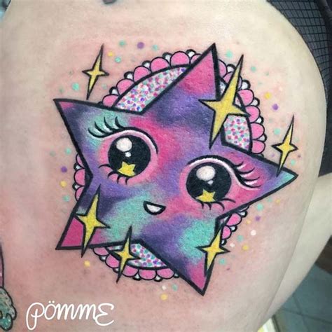 Rainbow 3 Dimensional Stars Tattoos