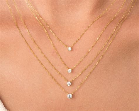 14k Gold Diamond Necklace Attached Diamond On Chain Diamond Etsy