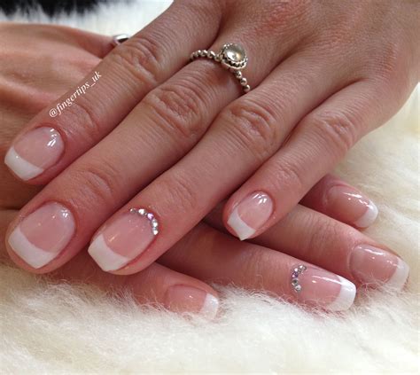 French Manicure With Gems Fingertips Uk French Manicure Designs