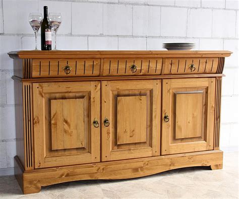 Massivholz Sideboard 3türig Kiefer Goldbraun Anrichte Kommode Esszimmer