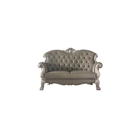 Luxury Vintage Bone White And Pu Dresden Sofa Set 2 Pcs 58175 Acme
