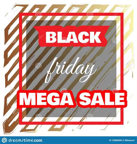 Black Friday Mega Sale Sticker Or Black Friday Discount Banner W Stock