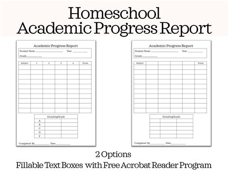 Homeschool Report Card Homeschool Progress Report Homeschool Etsy