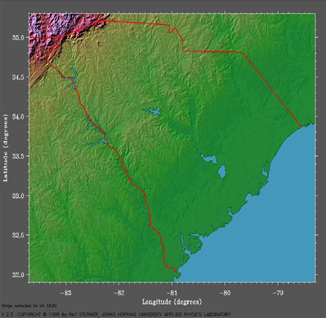 Landsat Image Of South Carolina Showing Surface Characteristics