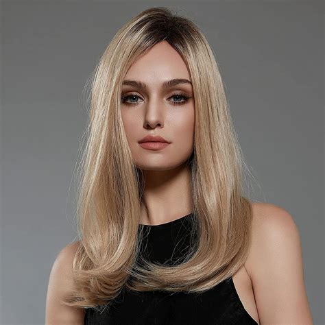Side Part Hair Wig For Women Ombre Blonde Wigs Blonde Unicorn Shoulder Length Wig