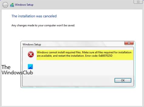 Windows Cannot Install Required Files Error Code X D