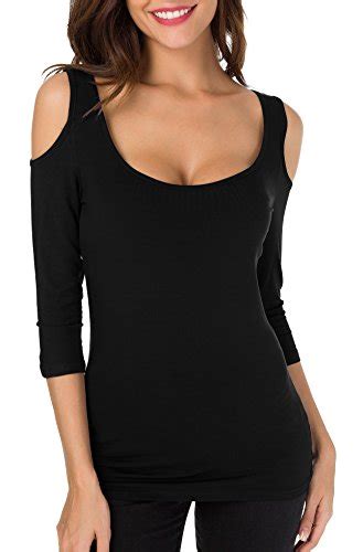 sarin mathews women s open cold shoulder slim fit sexy blouse stretch tank tops buymestyle